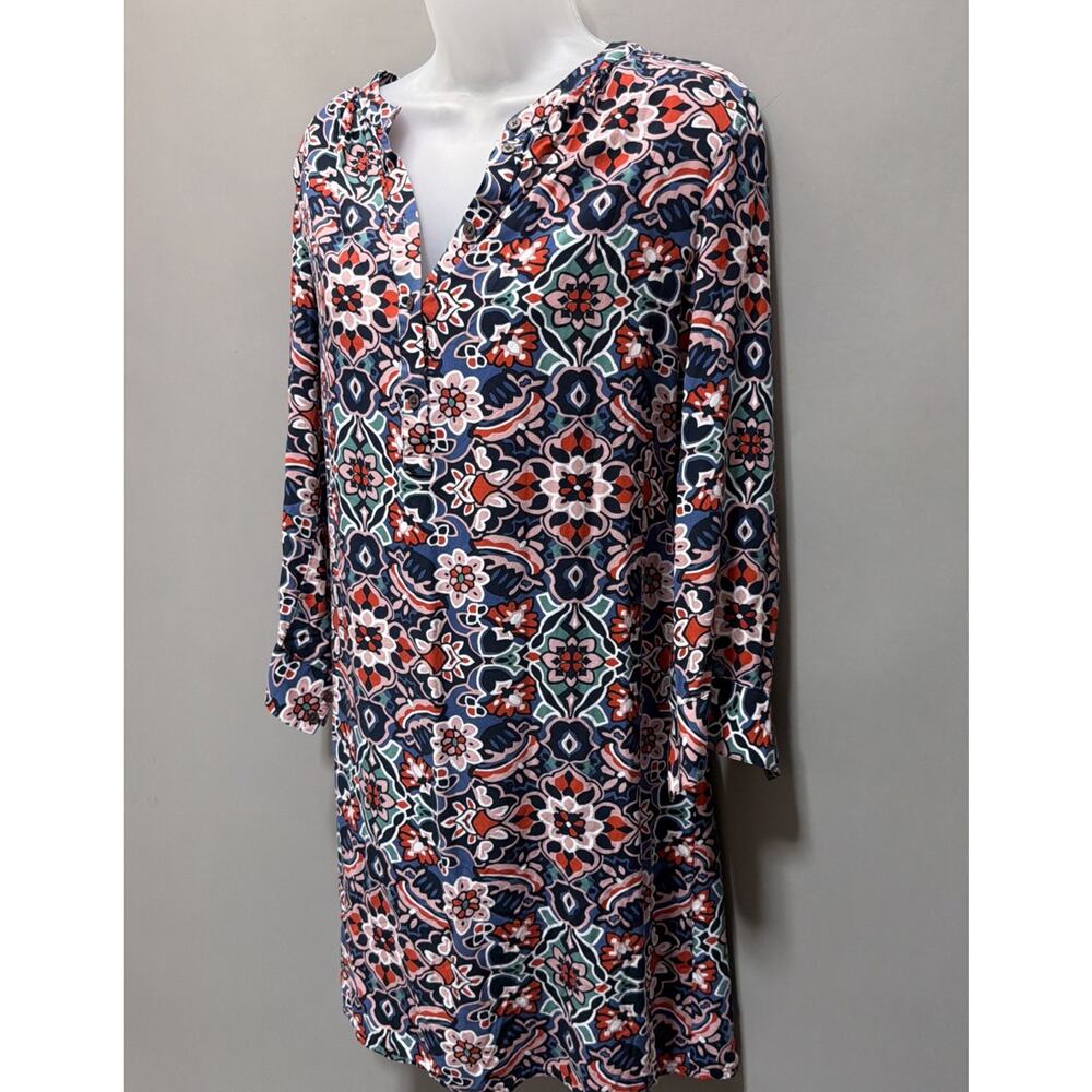 Ann Taylor LOFT Long Sleeve Stained Glass Shirtdress Shirt Dress Size Medium - Picture 3 of 8